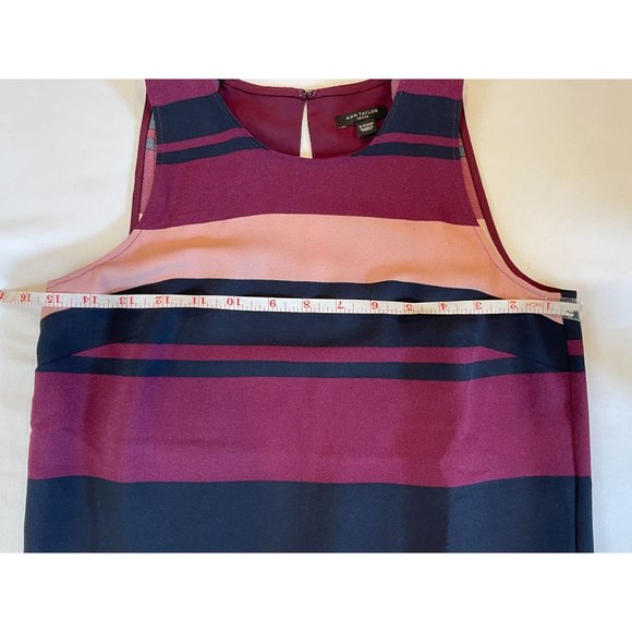 NWT Ann Taylor Womens Striped Shift Mini Dress Back Keyhole Blue Purple SZ XXSP - Picture 4 of 6